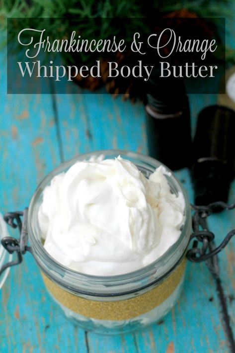 Frankincense and Orange Whipped Body Butter from Food Fun Family - the perfect solution to dry winter skin! Homemade lotion with real ingredients and essential oils! Yuletide Blessings, Hygge Diy, Frankincense Benefits, Homemade Body Butter, Diy Body Butter, Body Butters Recipe, Whipped Shea Butter, Girl Sleepover, Natural Alternatives