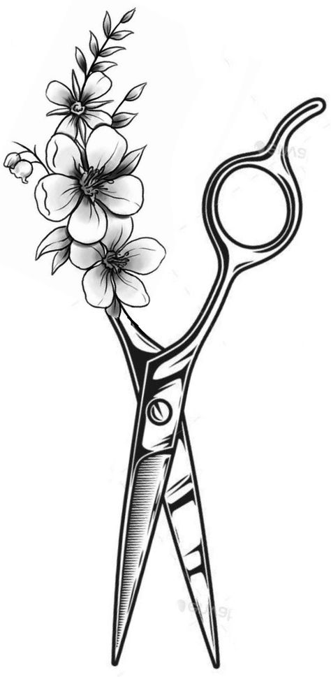 Hairdresser Tattoo Ideas, Scissor Tattoo On Hand, Hairstylist Scissor Tattoo, Scissor Hand Tattoo, Hairstylist Shears Tattoo, Shears Tattoo With Flowers, Grooming Shears Tattoo, Tattoo Ideas Hairstylist, Tattoo Ideas For Hairstylist