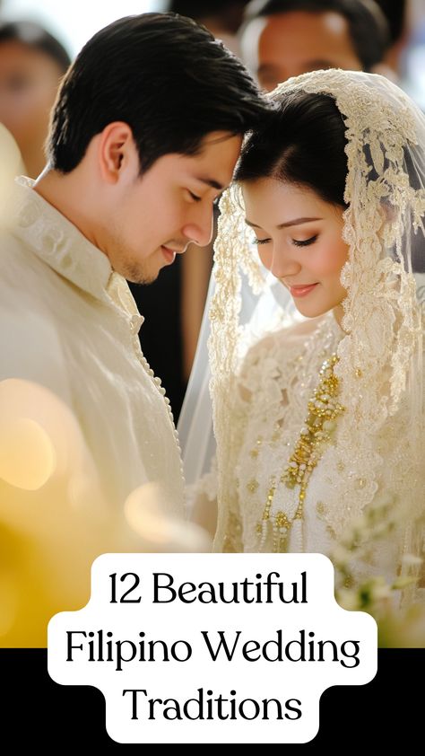 A bride and groom participate in a Filipino wedding ceremony, featuring traditional customs like the arrhae and veil and cord rituals, symbolizing unity and cultural heritage. Filipino Traditional Wedding, Filipino Themed Wedding, Traditional Filipino Wedding, Filipino Wedding Traditions, Philippine Wedding, Filipino Wedding, Wedding Ceremony Traditions, Traditional Marriage, Filipino Culture