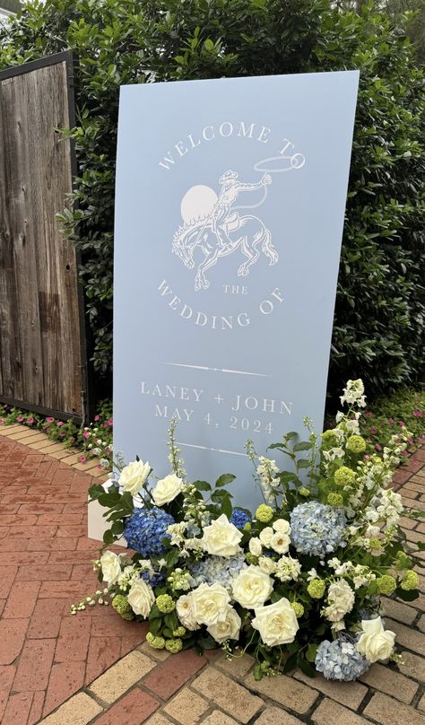 Shower Flowers, Floral Wedding Sign, Entry Signs, Brand Shoot, Birthday Event, Light Blue Flowers, Baby Shower Flowers, 2024 Wedding, Wedding Signage