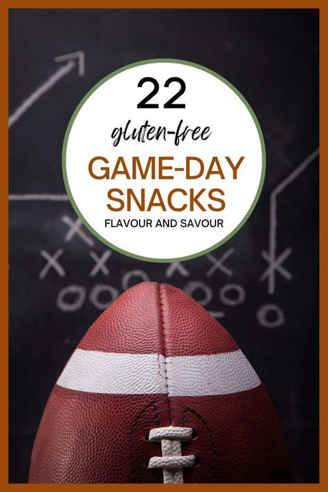 Image of a football with text overlay reading 22 gluten-free game day snacks. Snacks For Soccer Games, Gluten Free Football Snacks, Blue Cheese Stuffed Mushrooms, Gluten Free Sourdough Bread Recipe, Goat Cheese Stuffed Mushrooms, Crab Dip Cold, Honey Garlic Wings, Football Treats, Gluten Free Sourdough Bread