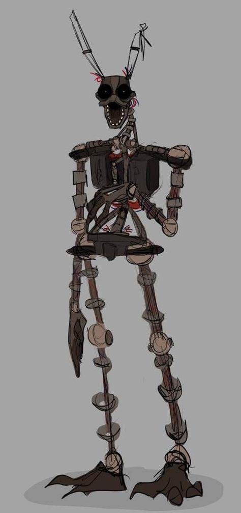 Mimic Fnaf Exoskeleton, Fnaf Endoskeleton Art, Fnaf Mimic Fanart, The Mimic Fnaf, Animatronic Oc, Fnaf Oc, Fnaf Fanart, Cartoon Style Drawing, The Mimic