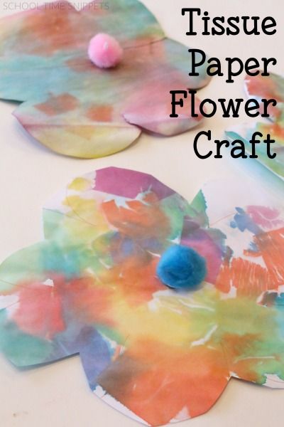 Bleeding tissue paper is such a fun medium for kids to use! My kiddos loved creating colorful spring flowers! Spring Process Art, Flower Crafts Kids, Tissue Paper Art, Tissue Paper Flowers Diy, Free Crafts, Art Activities For Toddlers, Tissue Flowers, Friend Crafts, Paper Flower Crafts