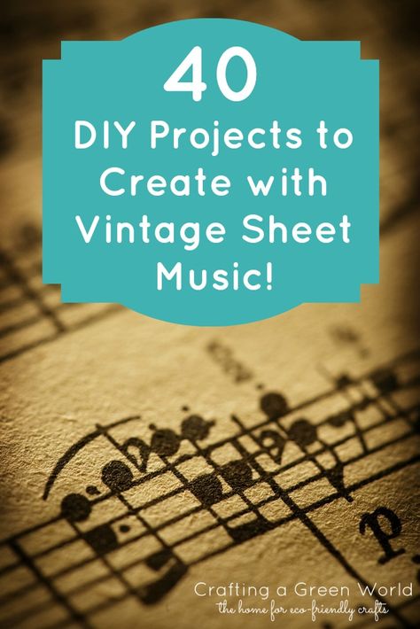 Hymnal Crafts, Sheet Music Crafts, Sheet Music Art, Old Sheet Music, Green World, Book Page Crafts, Music Crafts, Green Craft, Music Paper