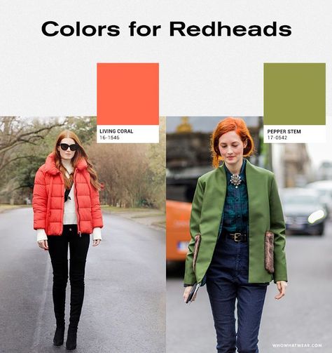 The Best Spring Color Trends to Try If You're a Blonde, Brunette, or Redhead Best Colours For Redheads To Wear, Redhead Colors To Wear, Best Color For Redheads To Wear Clothes, What To Wear With Copper Hair Outfit, Colors For Redheads To Wear, House Of Colour Spring Outfits, Red Hair Outfits What To Wear With, Best Colors For Redheads To Wear, Red Hair Outfits