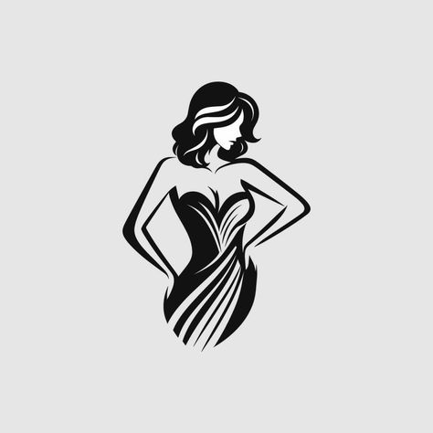 Fashion Icons Logo, Fashion Vector Art, Minimalist Fashion Illustration, Women Fashion Logo Design, Dress Icon Logo, Tailor Logo, Dress Logo, Fashion Vector, Black And White Instagram