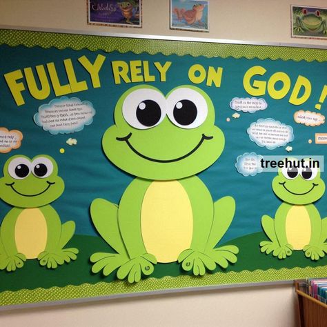 Frog Bulletin Board Ideas Green Board Decoration Ideas For School, Frog Bulletin Board Ideas, Board Decoration Ideas School, Bulletin Board Ideas For School, Frog Bulletin Boards, Class Board Decoration, Notice Board Decoration, School Bulletin Board Ideas, Soft Board Decoration