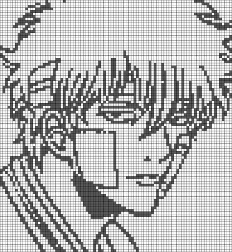 Manga Alpha Pattern, Alpha Pattern Crochet, Crochet Alpha Pattern, Snitches Get Stitches, Sakata Gintoki, Graph Crochet, Tapestry Crochet Patterns, Pixel Pattern, Pixel Art Pattern