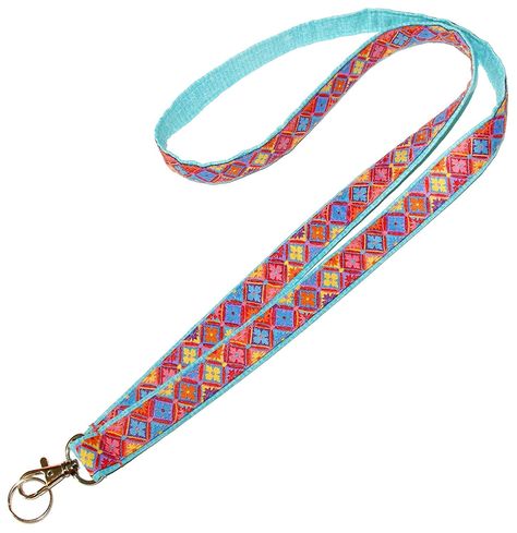 AmazonSmile: Embroidered Floral Reversible Lanyard - Embroidered Ribbon Neck Strap - Flower ID Badge Holder - Key Lanyard - 3/4 x 36 Inch With Swivel Clip: Handmade Embroidered Ribbon, Key Lanyard, Handmade Sellers, Handmade Textiles, Amazon Handmade, Id Badge Holders, Support Handmade, Key Fobs, Badge Holder