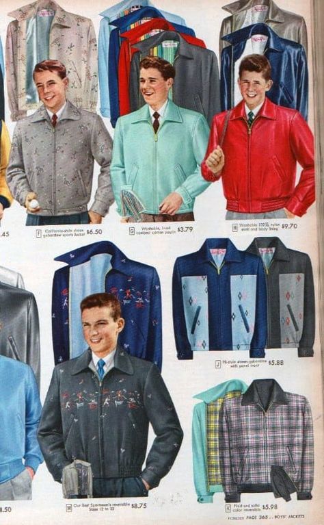 1950s Mens Fashion Style Guide - A Trip Back In Time 1950s Fashion Menswear, 1950s Casual, 1950s Jacket, 1950s Men, 1950s Mens Fashion, Teen Clothing Stores, 1950s Mens, Teen Boy Outfits, Fashion 1950s