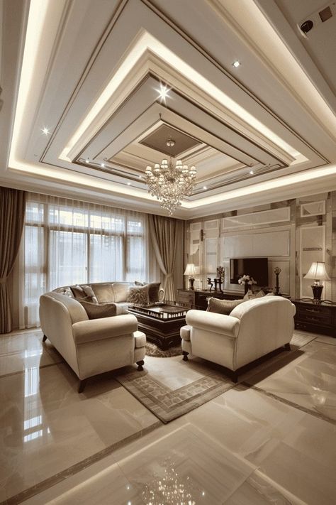 Modern Gypsum Ceiling Design, Modern Gypsum Ceiling, Pop Design For Hall, Drawing Room Ceiling Design, Gypsum Ceiling Design, Luxury Ceiling Design, Down Ceiling Design, Ceiling Design Ideas, House Main Door Design