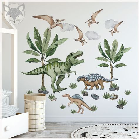 Baby Room Wall Stickers, Dinosaur Wall Decals, Dinosaur Room, Dinosaur Wallpaper, Dinosaur Wall Stickers, Dinosaur Wall Art, Dinosaur Stickers, Dinosaur Wall, Watercolor Stickers