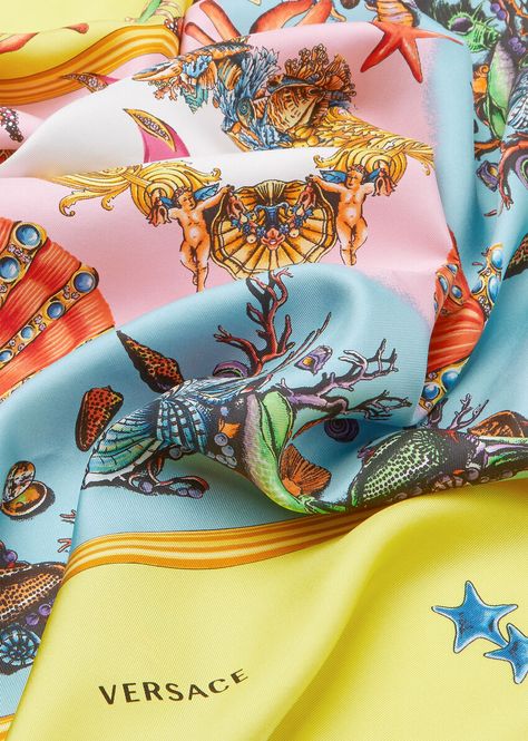 Versace Silk Scarf, Versace Aesthetic Wallpaper, Scarf Versace, Versace Aesthetic, Versace Pattern, Versace Wallpaper, Versace Print, London Dreams, Seashell Print