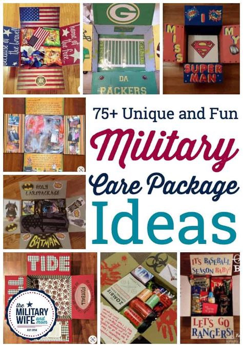 75+ different care package ideas that you can send to your service member overseas. #carepackagesfortroops #militarycarepackageideas #carepackageforsoldier #sendcarepackagetotroops #themedcarepackages #whattoputincarepackage Soldier Care Package Ideas Boyfriends, Navy Care Package, Military Care Package Ideas, Army Care Package, Care Package Decorating, Military Care Packages, Soldier Care Packages, Deployment Party, Deployment Care Package Ideas