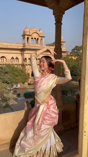 Dream GIRL with Vrindavan Soul on Instagram: "S T Y L E 💛" Gopi Saree Vrindavan, Vrindavan Saree Look, Gopi Lehenga Vrindavan, Sanatan Women, Vrindavan Dress For Women, Vrindavan Aesthetic Outfit, Vrindavan Dress Look, Gopi Look Vrindavan, Mathura Vrindavan Outfit Ideas