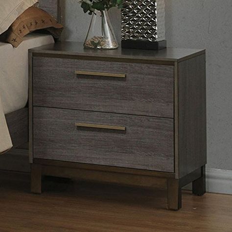 Black Borders, Gray Nightstand, Grey Bed, Grey Bedroom Furniture, Contemporary Nightstand, Bunk Beds With Stairs, Wooden Nightstand, Unique Beds, 2 Drawer Nightstand