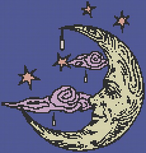 Capricorn Cross Stitch Pattern, Aesthetic Alpha Pattern Crochet, As Above So Below Cross Stitch, Cross Stitch Designs Pattern Ideas, Unicorn Alpha Pattern, Celestial Alpha Pattern, Pixel Patterns Crochet, Alpha Pixel Patterns, Pagan Cross Stitch Patterns Free