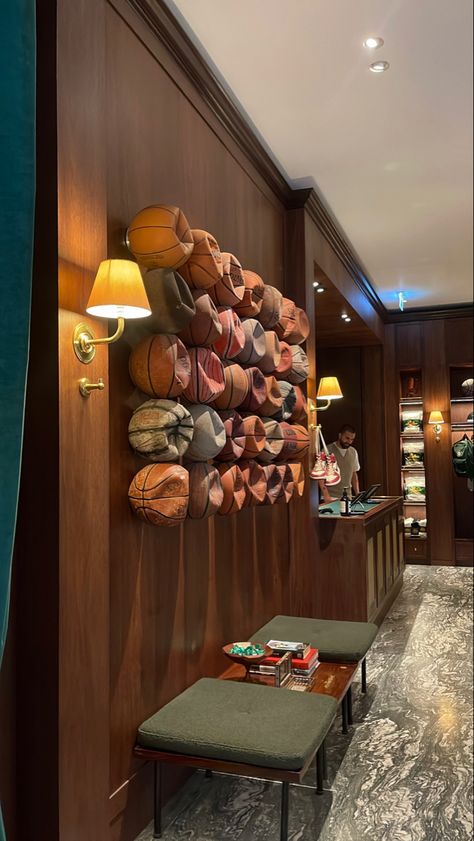 Aime Leon Dore Interior Design, Aime Leon Dore Coffee, Aime Leon Dore Store, Tyrell Winston, Cafe Leon Dore, Basketball Wall Decor, Basketball Decor, Shed Office, African House