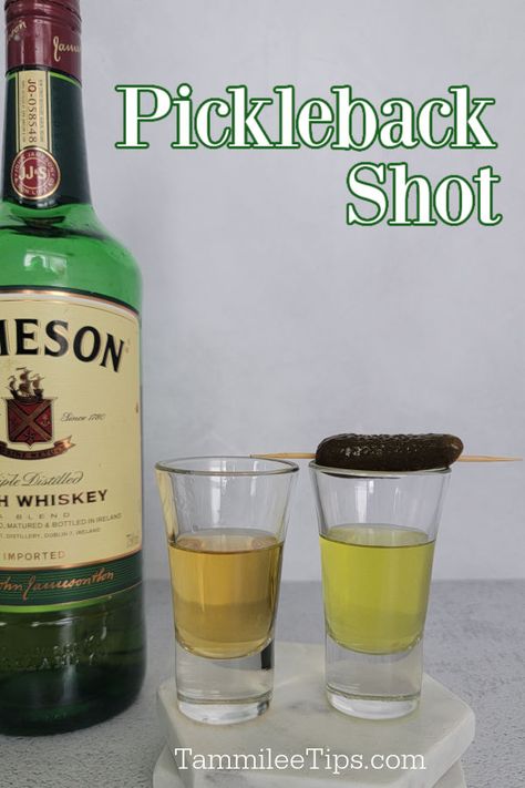 Pickleback Cocktail, Pickleback Shots, Pickle Juice Martini, Pickle Back Shots, Popular Shots, Jameson Whiskey, Perfect Dinner Party, Spicy Pickles, Jameson Irish Whiskey