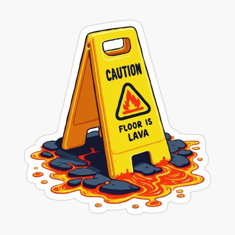 Cool Sticker Ideas, Stickers Design Ideas, Wet Floor Sign, Funny Road Signs, رسم كاريكاتير, Floor Is Lava, Wet Floor Signs, Crab Art, The Floor Is Lava