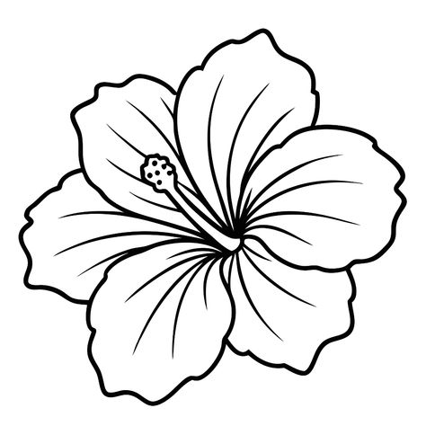 Hawaii Hibiscus Flower Outline Hibiscus Flower Vector, Hibiscus Flower Template, Hibiscus Flower Outline, Hawaii Hibiscus Flower, Hibiscus Flower Design, Hibiscus Flower Drawing, Hawaii Hibiscus, Hawaiian Quilt, Flower Silhouette