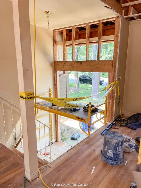 Row House Entryway, Front Door Extension Entrance, 1970s Split Level House Remodel, Raised Ranch Interior Ideas, Split Foyer Remodel Exterior, Front Door Transom, Split Entry Remodel Exterior, Foyer Addition, Raised Ranch Entryway