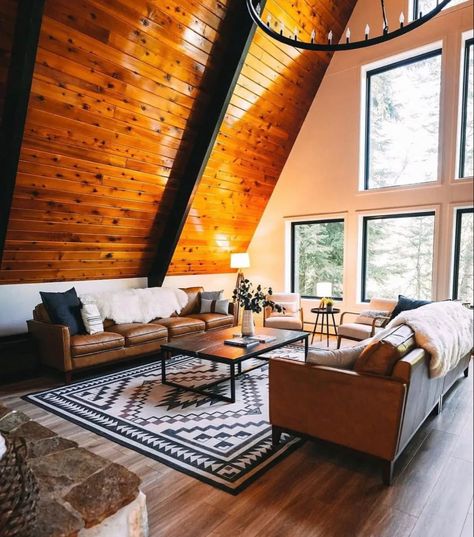 A Frame Interior Design, A Frame Interior, A-frame Interior, Standing Tub, Frame Interior, A Frame Cabins, Trendy Interiors, A Frame House Plans, Wooden Log