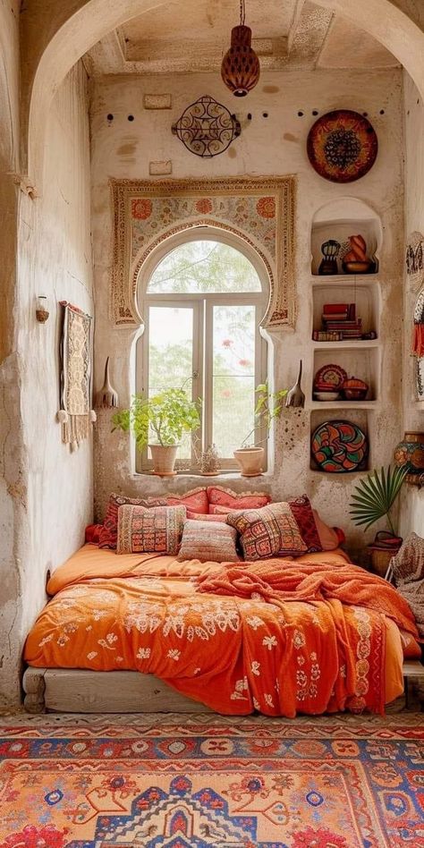 Rachel House, Nyc Studio Apartments, Moroccan Bedroom, Deco Boheme, Room Update, Rustic Bedroom, Boho Living Room, Outfits Winter, Bohemian Home