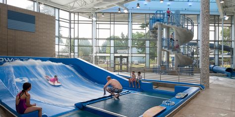 Indoor Surf Pool, Indoor Surfing, Surf Simulator, Surf Pool, Aquatic Center, Water Surfing, Park Design, Sports Complex, Parking Design