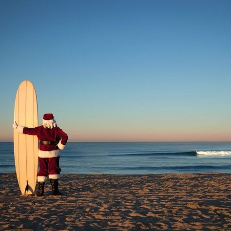 Summer Christmas Aesthetic, Surf Christmas, Cowgirl Mermaid, Surfing Christmas, Santa On The Beach, Christmas Cubicle, Aldi Australia, Yule Cat, Yacht Vacation