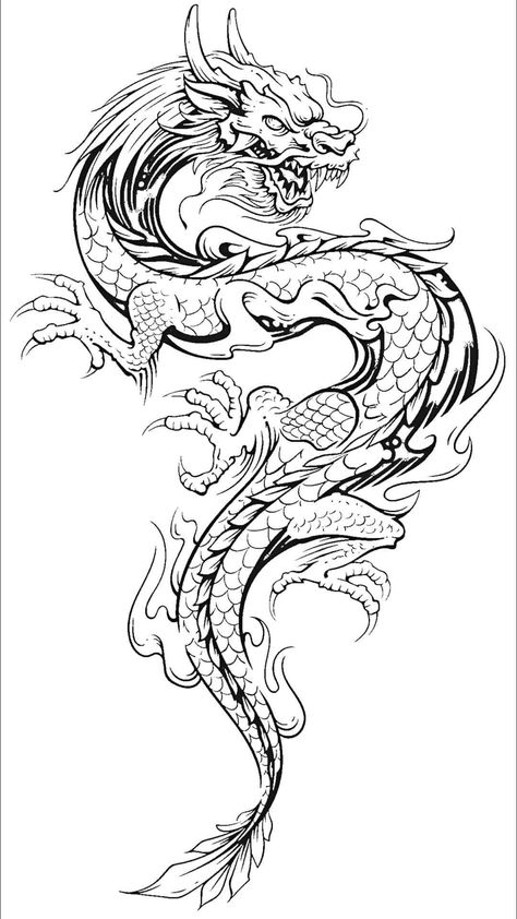 Dragon Tattoo Stencil, Tattoo Stencil Designs, Japanese Dragon Drawing, Dragon Chino, Dragon Artwork Fantasy, Spine Tattoos For Women, Japanese Dragon, Spine Tattoos, Dragon Artwork