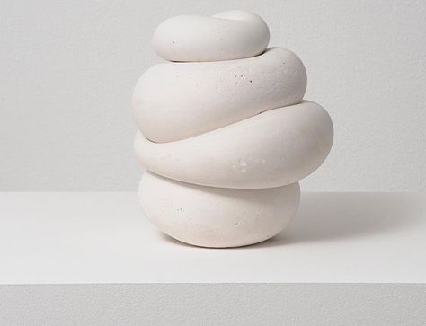 Planter Pottery Ideas, Abstract Plaster Sculpture, Maria Bartuszova, Plaster Sculpture Ideas, Minimalistic Sculpture, Sculpture Plaster, Minimalist Sculpture, Contemporary Planters, Plaster Sculpture