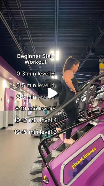 Morgan H- NASM CPT on Instagram: "*15 MIN TOTAL!*Y’all asked so here ya go!! 💪🏻 Save for later!   Beginner Stair Master Workout    0-3 min level 3   3-5 min level 4   5-8 min level 3   8-10 min level 5   10-12 min level 4   12-15 min level 3   Cool down with level 2 min for 3 minutes or go walk on a treadmill for 5-10 minutes.   Share with a friend and Save for later!! 🔥   #weightlifting #weightloss  #nutrition #gymtransformation  #strong #girlswholift #deadlift #fitness #fitspo #beforeandafter #Godfirst #recipes #dairyfree  #legday #madetoadapt #caloricdeficit #weightlossjourney #noexcuses #instagrambodybuilding #mealprep #gymworkouts #fyp #explorepage #hydrojug  #instagram #gym #workouts  #mharleyfitness #planetfitnessfriend #actawear" Stair Master Before And After, Stair Master Workout, Stairmaster Workout, Stair Master, Nasm Cpt, Friends Workout, Level 5, Level 4, Save For Later