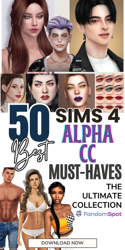 Love alpha-style CC? Well this list has everything you'll need for your Alpha Sims! From eyes to hair to CAS clothes and accessories, all your must-haves are right here Alpha Cc Sims 4 Eyes, Alpha Sims 4 Cc Makeup, Alpha Sims Cc, Sims 4 Alpha Cc Folder, Alpha Cc Hair Sims 4, The Sims 4 Alpha Cc, Ts4 Alpha Cc, Sims 4 Alpha, Alpha Cc