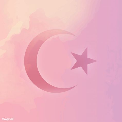 Islam Symbol Aesthetic, Ramadan Animation, Ramadan Platter, Moon Watercolor, About Moon, Islamic New Year, Free Illustration Images, Star Background, Pink Moon