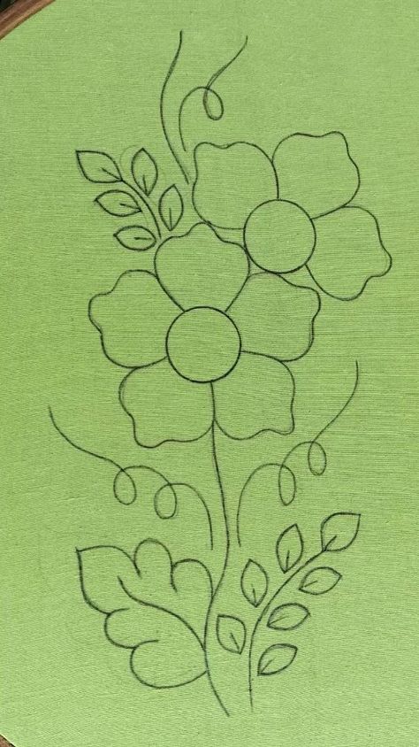 Embroidery Design Templates, Febric Penting Design Simple, Katha Embroidery, Nokshi Katha Design, Simple Flower Embroidery Designs, Nokshi Katha, Flower Pattern Drawing, Fabric Paint Diy, Basic Hand Embroidery Stitches