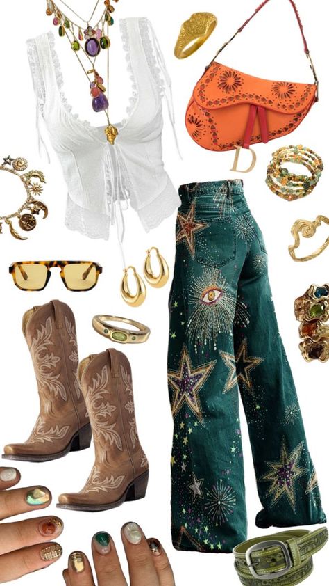 Check out ellisscarff's Shuffles 70s Inspired Outfits, Mode Hippie, 70s Outfits, Earthy Outfits, Swaggy Outfits, Hippie Outfits, Urban Outfits, Looks Style, Lookbook Outfits