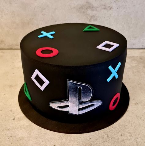 Playstation 4 Cake, Playstation Theme Cake, Gamers Cake Ideas, Ps4 Birthday Cake, Play Station Cakes For Boys, Play Station Birthday Cake Ideas, Ps4 Cake Ideas, Gamer Bday Cake, Playstation Cakes For Boys