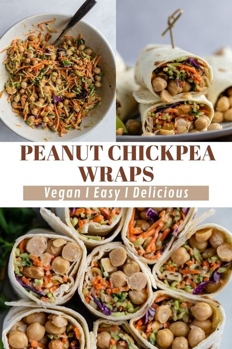 These Peanut Chickpea Wraps comes together in TEN minutes and are great as a healthy vegan meal prep recipe! Simple and delicious! Peanut Chickpea, Healthy Vegan Meal Prep, Wraps Recipes Easy, Vegan Wraps, Vegetarian Meal Prep, Plant Based Diet Recipes, Student Recipes, Vegan Lunches, Recipe Simple