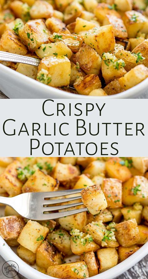 Brabant Potatoes, Garlic Butter Potatoes, Butter Potatoes, Crispy Garlic, Potato Recipes Side Dishes, Sprout Recipes, Potato Side Dishes, Crispy Potatoes, Kielbasa