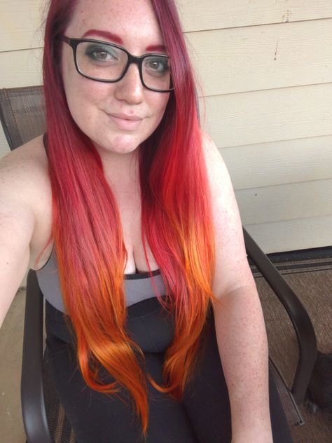 Trying out a color combo for Halloween... Starfire! Starfire Hair Color, Starfire Hair, Fire Hair, Hair Stuff, Hair Dye, Color Combo, A Color, Color Combos, Dyed Hair