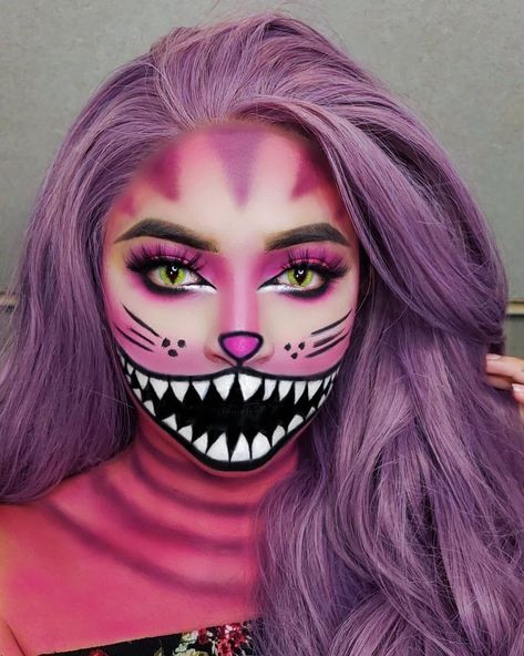 Disney Halloween Makeup, Cheshire Cat Makeup, Cat Face Makeup, Cheshire Cat Halloween, Halloween Alice In Wonderland, Alice In Wonderland Makeup, Wonderland Makeup, Cheshire Cat Costume, Cat Halloween Makeup