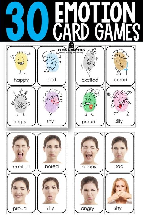 30 Emotion Card Games Guess the Emotion - How to Use Emotional Flashcards - Feelings Flashcards Free Printable, Emotion Cards For Kids Free Printable, Emotional Flashcards, Social Development Activities, Kids Fun Activities, Emotional Regulation Activities, Emotion Cards, Emotions Game, Teaching Emotions