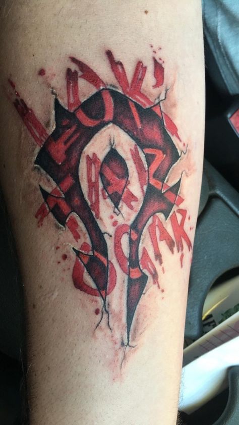 Horde Tattoo, Horde Symbol, Warcraft Horde, Band Tattoos, For The Horde, Symbol Tattoo, Warcraft Art, Symbol Tattoos, Tattoo Meaning