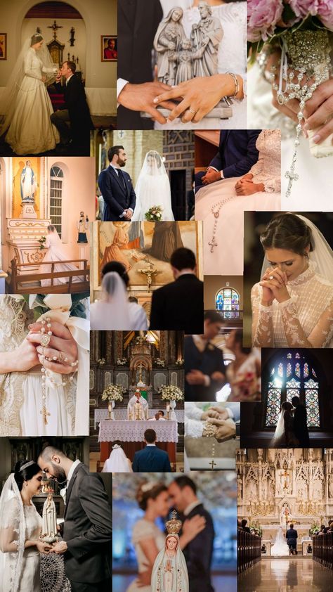 Catholic Wedding Catholic Wedding Reception, Small Catholic Wedding, Catholic Wedding Ideas, Catholic Wedding Photos, Traditional Catholic Wedding, Catholic Wedding Photography, Catholic Church Aesthetic, Catholic Church Wedding, Church Wedding Catholic