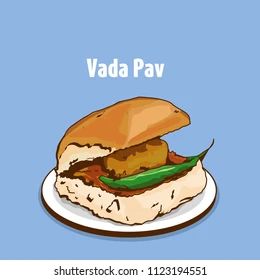 Vada Pav Indian Food Illustrations Images, Stock Photos & Vectors | Shutterstock Maharashtra Food, Food Art Painting, Food Doodles, Indian Illustration, Food Sketch, Food Illustration Art, Food Painting, Food Poster Design, Indian Street Food