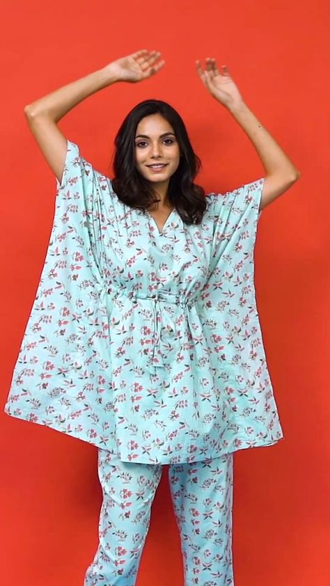 Everyday loungewear and sleepwear in lightweight cotton. | Girls night dress, Night dress for women, Kaftan designs Girls Night Dress, Night Suit For Women, Cotton Night Dress, Kaftan Designs, Simple Kurta Designs, Designer Kurti Patterns, Dress Night, Kurta Designs Women, Night Dress For Women