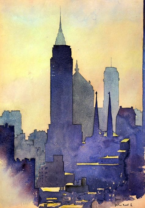 new york city scape watercolor Watercolor Cityscape, I Love New York, Watercolor City, Chrysler Building, 수�채화 그림, Urban Sketching, Watercolor Inspiration, Beautiful Picture, Art And Illustration