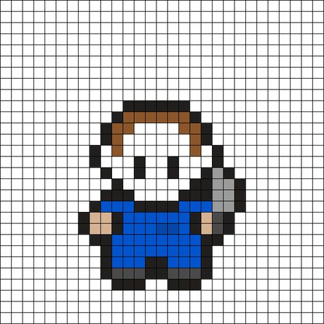 Micheal Myers Pixel Art, Halloween Iron Beads, Jigsaw Pixel Art, Michael Myers Perler Bead Patterns, Ghostface Pixel Art, Michael Myers Pixel Art Grid, Michael Myers Perler Beads, Ghostface Grid Pattern, Scary Pixel Art Grid