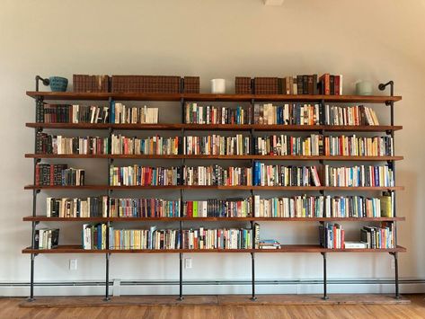 Bookcase With Desk, Steel Bookcase, Pipe Bookshelf, Boardroom Tables, Industrial Shelving Units, Desk Industrial, Wall Bookshelf, Industrial Shelf, Record Shelf